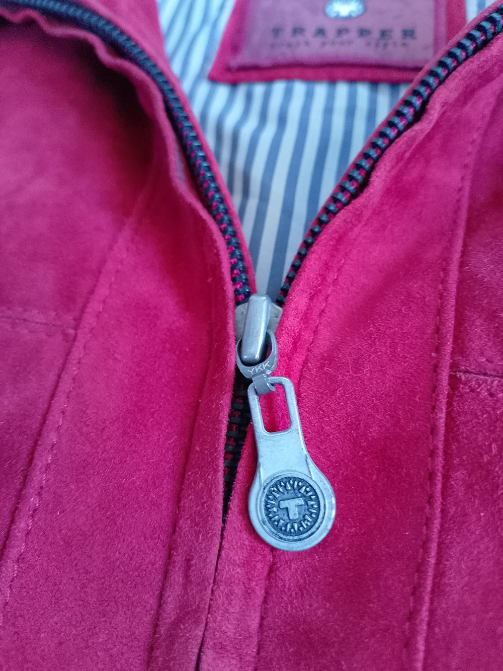 TRAPPER Brand Red Men's GOAT Suede Zip-Up Jacket