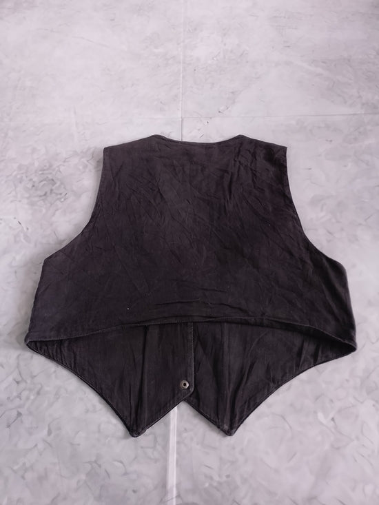 Vintage Black Suede Fringe Western Vest