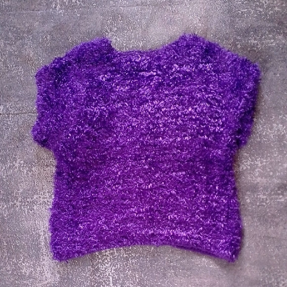 VINTAGE 90s REQUEST Fuzzy Purple Crew Neck Sweater SPICE GIRLS Y2K MUPPET