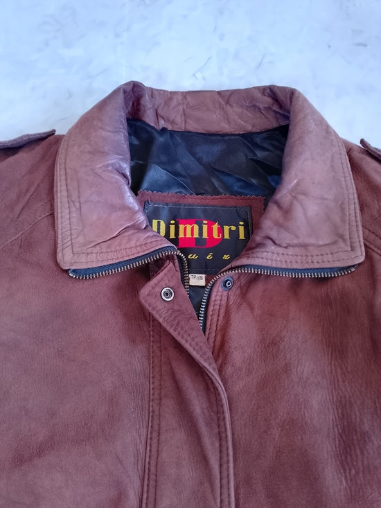 Vintage Dimitri Rust Suede/Leather Long Jacket