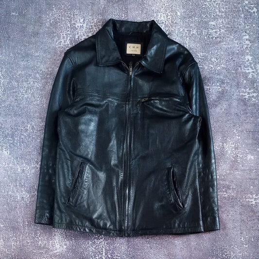 Vintage CMM CANADA Black Leather Jacket for Men