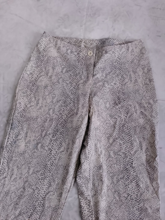 Vintage 90s Printed Flare Pants - Neutral Faux Snake Print CHADO SPICE GIRLS