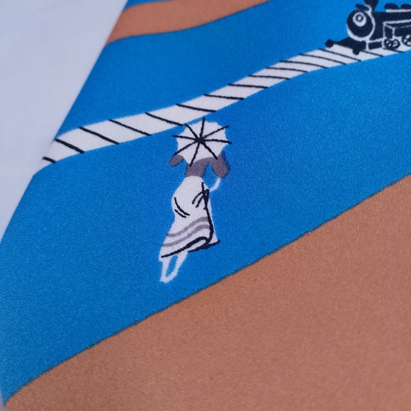 Christian Dior Blue and Tan Men's Tie Tain and Air Balloon
