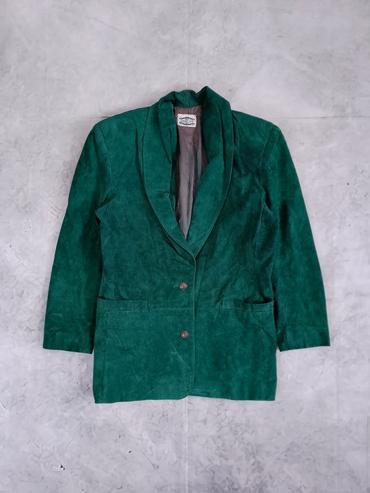 Vintage Women's Emerald Green Suede Blazer Jacket SEPARATE SCENE