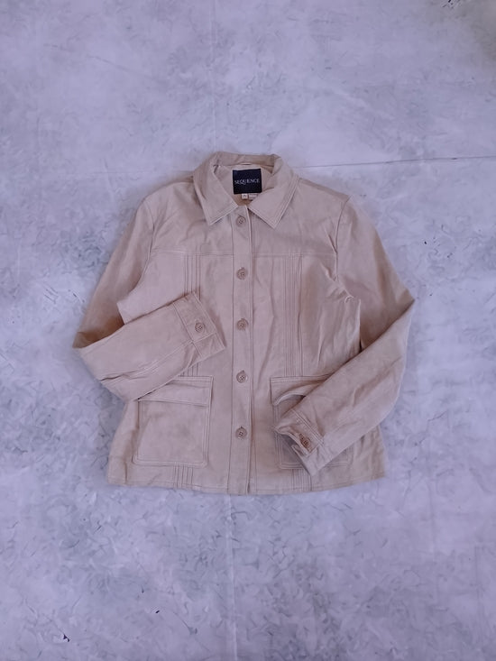 Vintage Beige Suede Button-Front Jacket SEQUENCE
