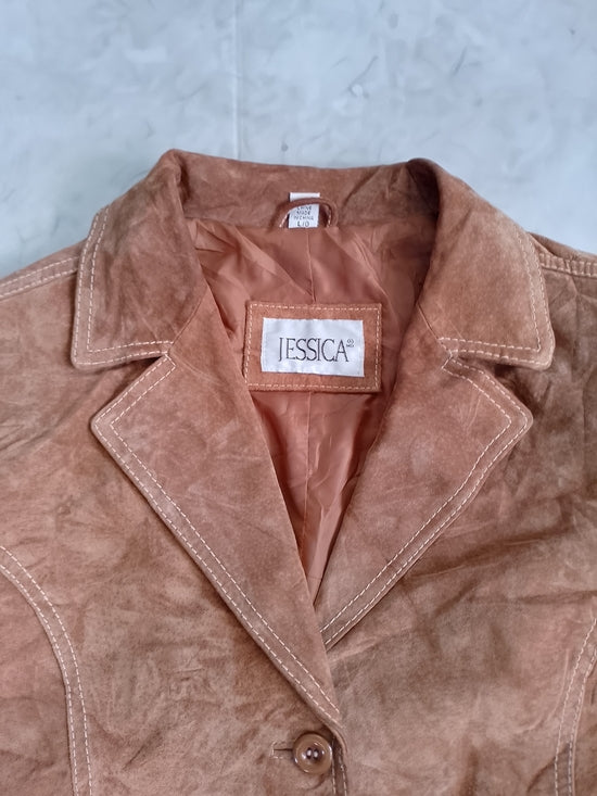Vintage JESSICA Women's Brown Suede Button-Front Jacket