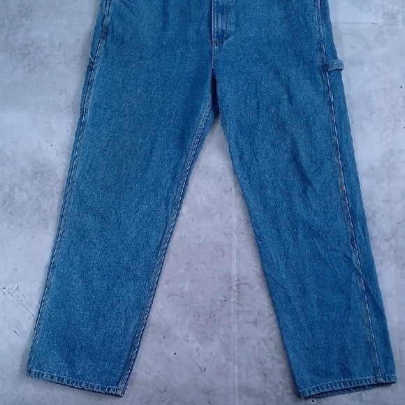 Vintage 90s Denim Overalls with Boxer America Logo Patch Workwear Unisex