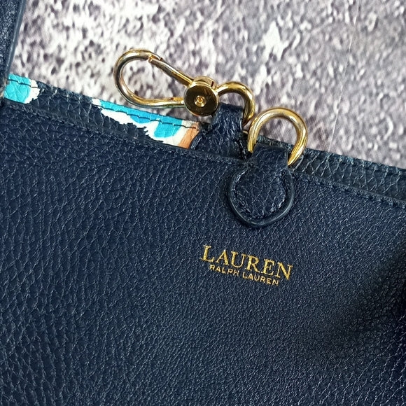 Lauren Ralph Lauren Black Tote with Floral Pouch