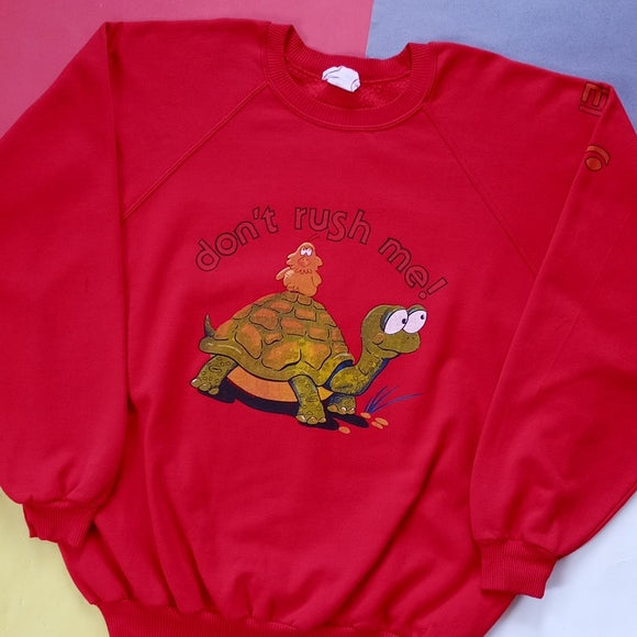 Vintage 1986 Don't Rush Me Bird Sitting On Turtle MegaSport Sweater Unisex