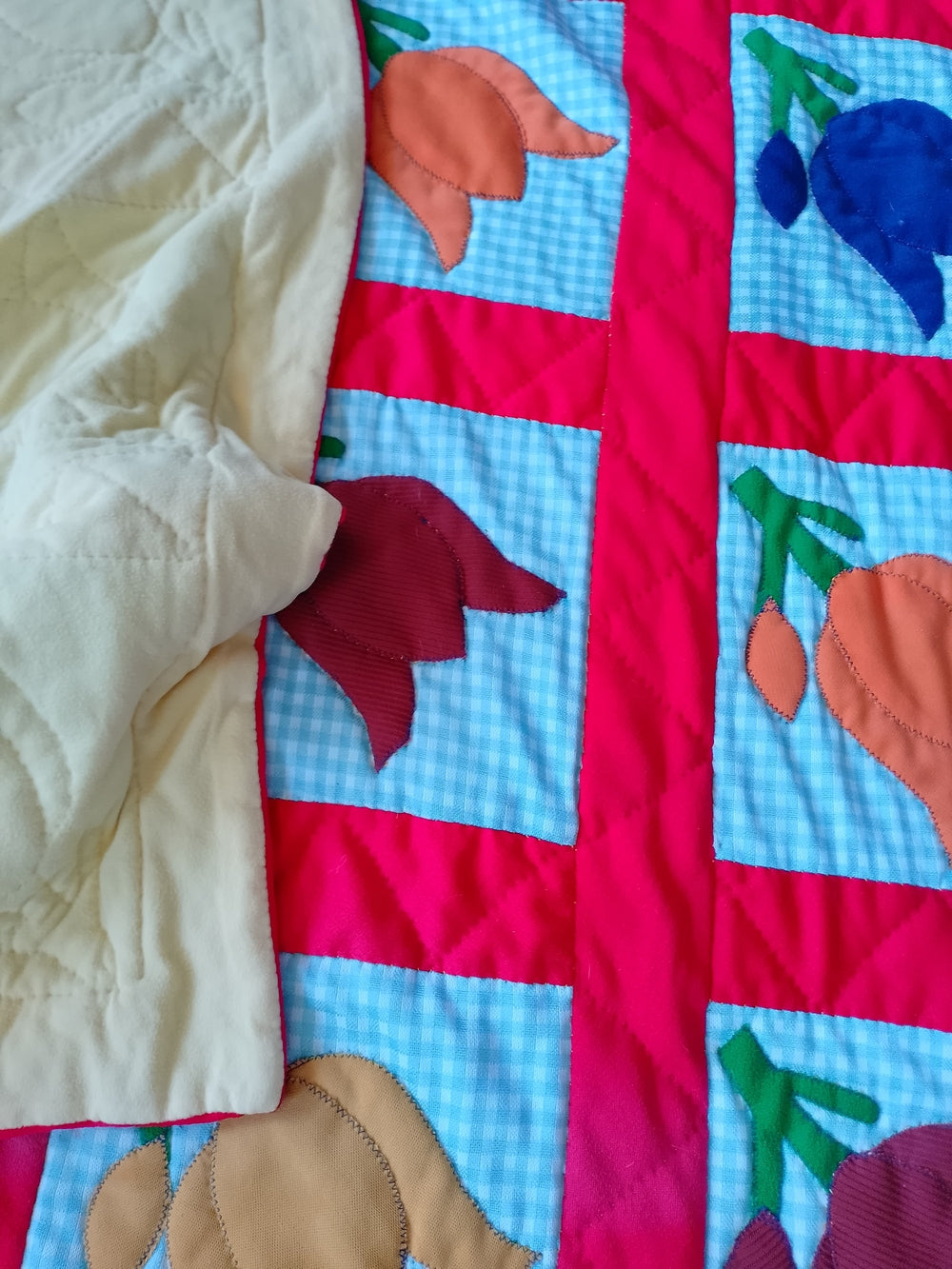 Vintage Tulip Floral Handmade Quilt Patchwork