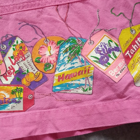 Vintage Tropical Travel Destination Tags Button-Up Shirts