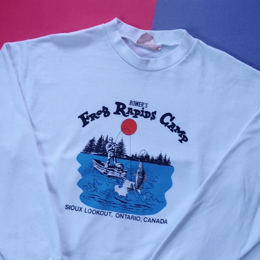 Vintage Fisherman & Walleye Bower's Frog Rapids Camp Sioux Crewneck Unisex