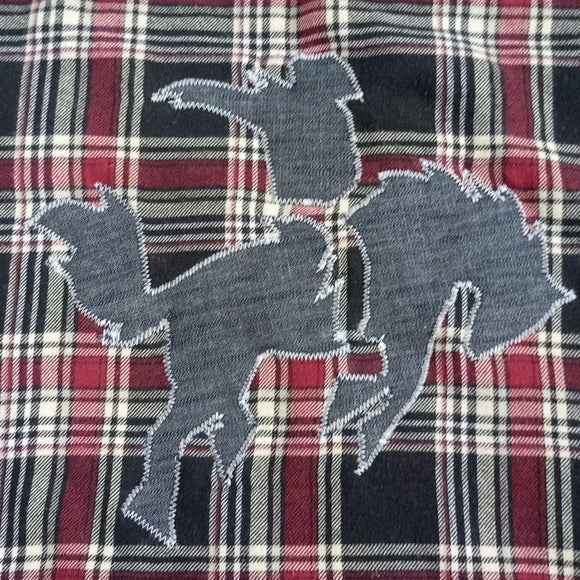 Cowboy on Horse Cactus Silhouette Patch Custom PLAID Jacket by DALLAS FABRICS