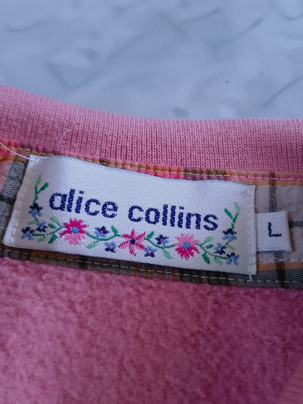 Vintage Pink Collared Vine Graphic Pullover ALICE COLLINS