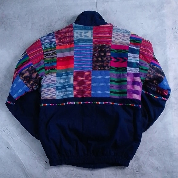 Vintage Handmade Guatemalan Patchwork Jacket – Colourful Cotton Bomber