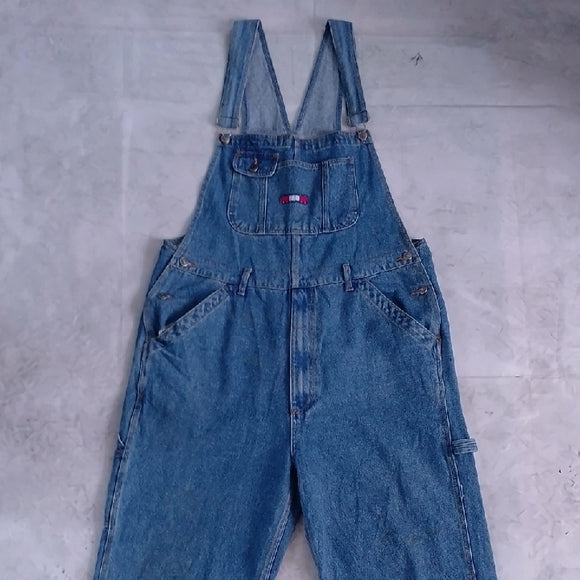 Vintage 90s Denim Overalls with Boxer America Logo Patch Workwear Unisex