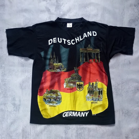 Vintage Deutschland Germany Flag Big Print T-Shirt