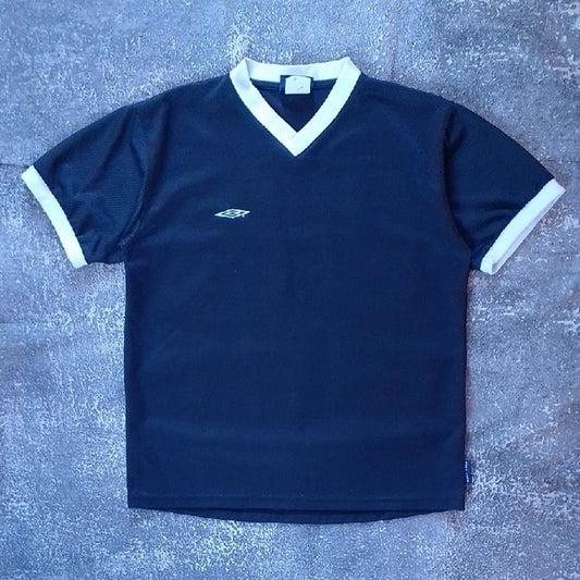 Umbro Navy and White V-Neck Shirt JERSEY VAPE-TECH