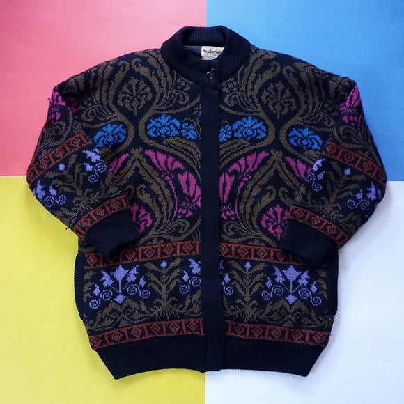 Vintage 90s Lara Ferrante Funky Pattern Wool Jacket