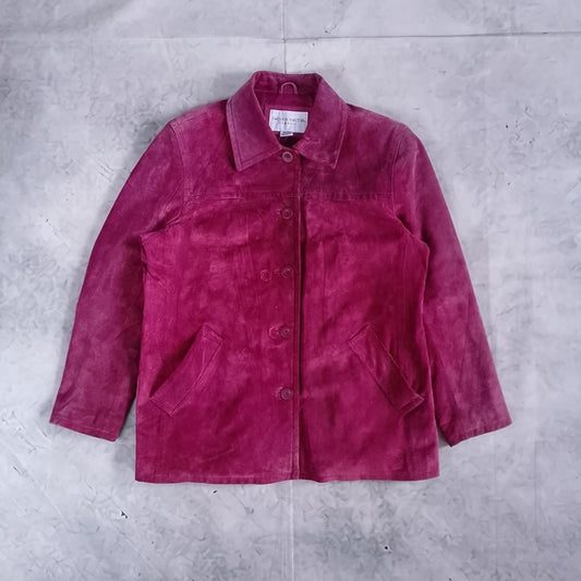 Jaclyn Smith Women’s Suede Button-Up Jacket - Berry Pink