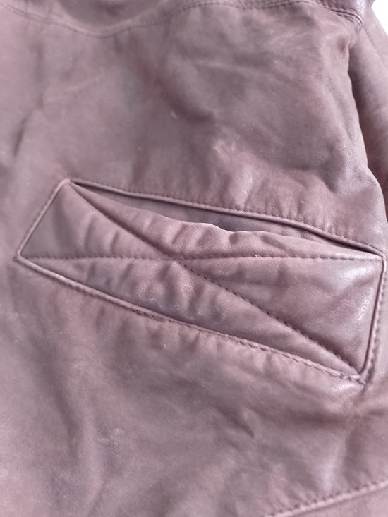 VINTAGE Brown Leather Bomber Jacket EXPRESSIONS WORWIDE