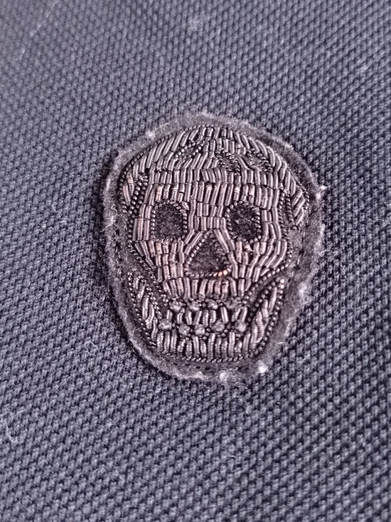 Alexander McQueen Black Polo Shirt with Skull Embroidery
