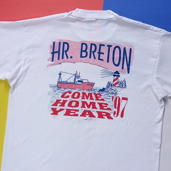 Vintage 1997 HR. Breton Come Home Year Shop & Light House Single Stitch T-Shirt