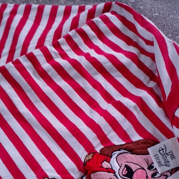 Vintage Walt Disney Store Grumpy Red and White Striped Embroidered Shirt XL