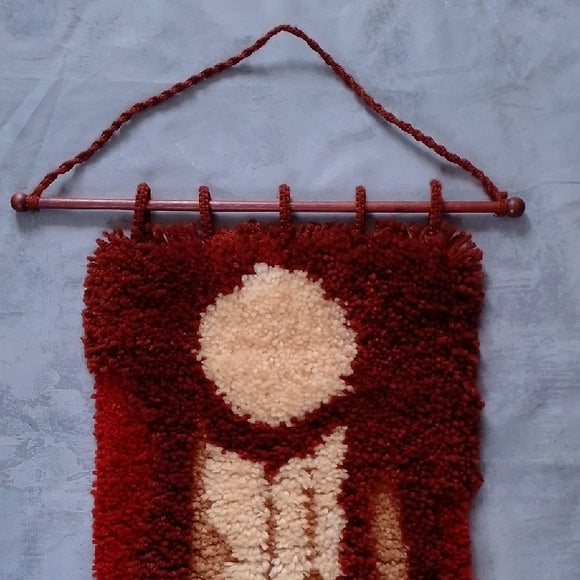 Vintage 1970s Full Moon Hanging Wall Latch Rug