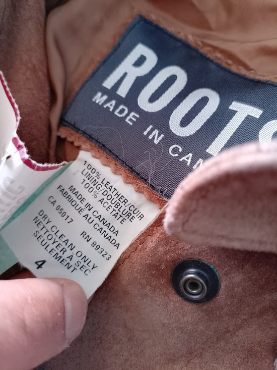 Vintage ROOTS Suede Button-Up Shirt Jacket - Brown