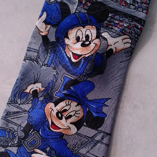 Vintage Disney Minnie & Mickey Mouse Football Touchdown Graphic Tie