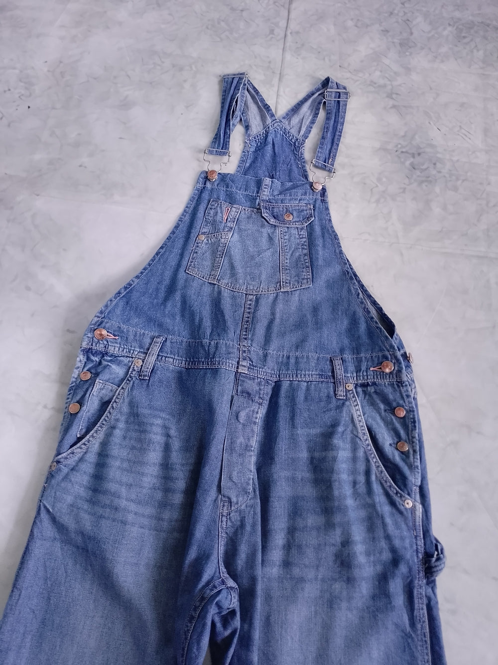 Denim Overalls LOOSE WAIST AND LEG BOYFRIEND Blue