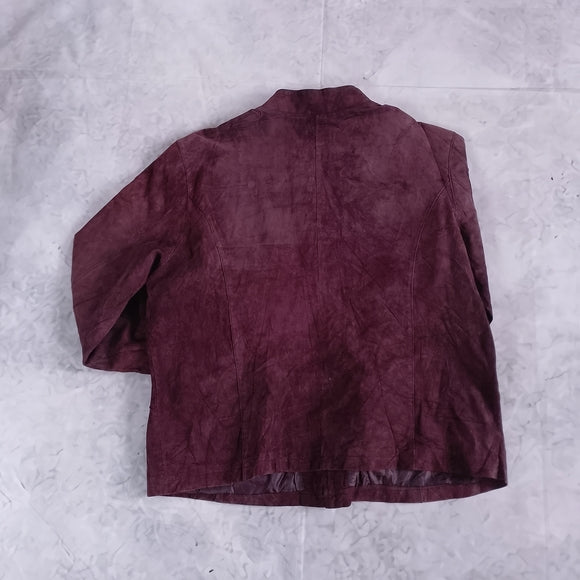 Purple Laura Plus Suede Zip-Front Leather Jacket