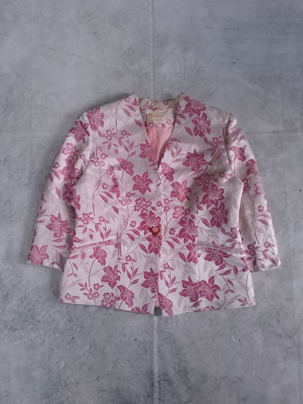 Vintage Florals Pink and White Blazer