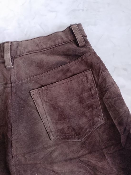 Y2K EXCHANGE Brown Suede Wide-Leg Pants