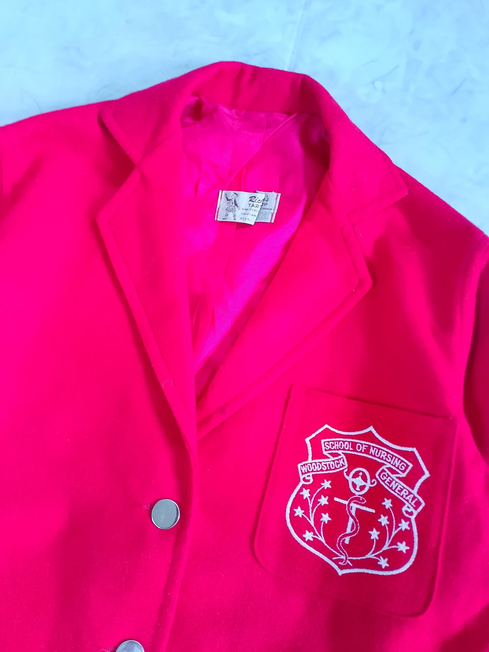 Vintage 50-60s Woodstock School Of Nursing Women's Red Blazer Jacket