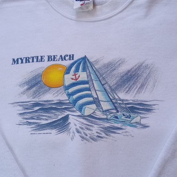 Vintage Myrtle Beach Sailboat Sun & Ocean Graphic Crewneck Sweater unisex