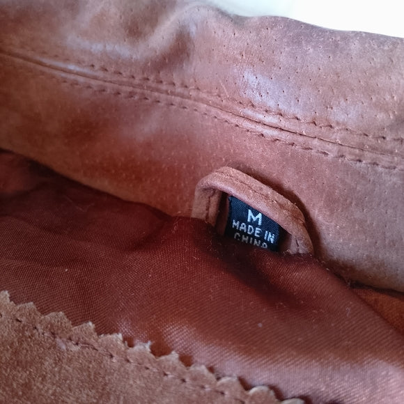 BRITCHES Men's Leather Suede Button-Front Jacket in Rust