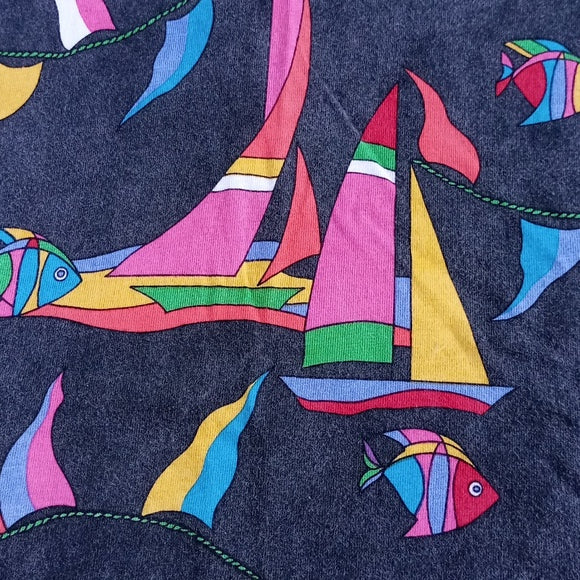 Vintage 90s John Bull PAO Sailboats and Fish Single Stitch T-Shirt UNISEX