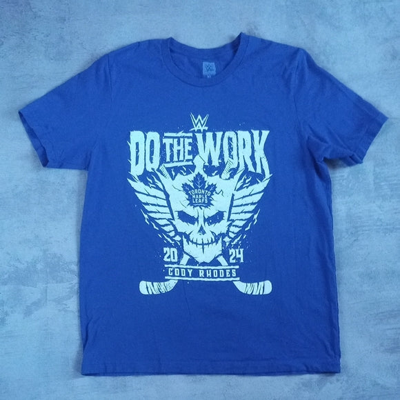 LIMITED EDITION WWE Cody RHODES Do The Work Toronto Maple Leafs T-Shirt Blue