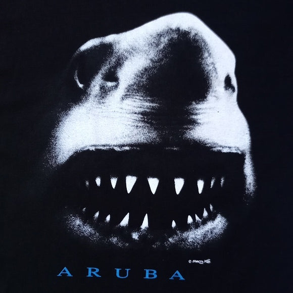 Vintage 90s Giant Shark Head Aruba Sherry's Best Graphic Single Stitch T-Shirt