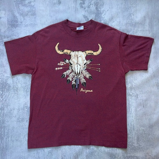 Vintage 90s Native Skull Indigenous Arizona Single Stitch T-Shirt Puffy