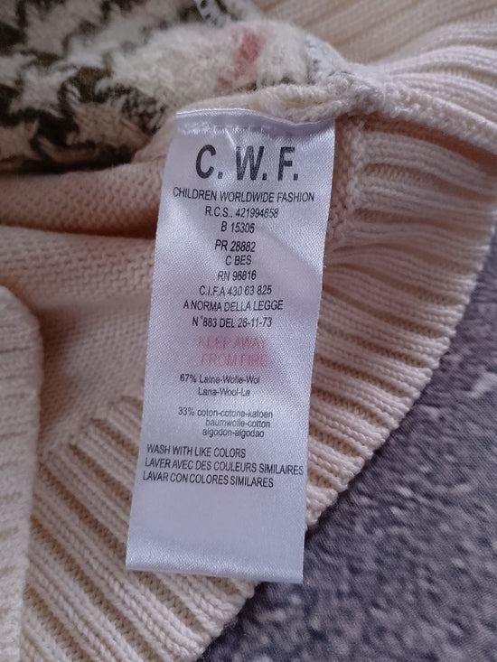 BURBERRY Wool Kids Sweater with Pink & Olive Plaid Front