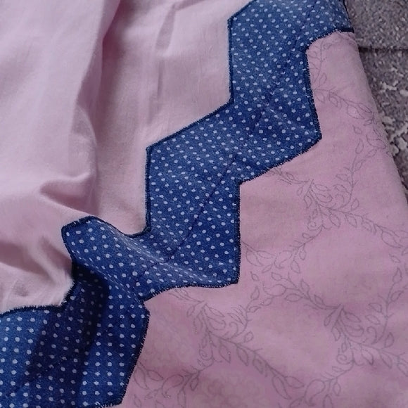 Vintage 90s FHANDMADE ZIG ZAG Elegant Pink and Blue Women's Skirt