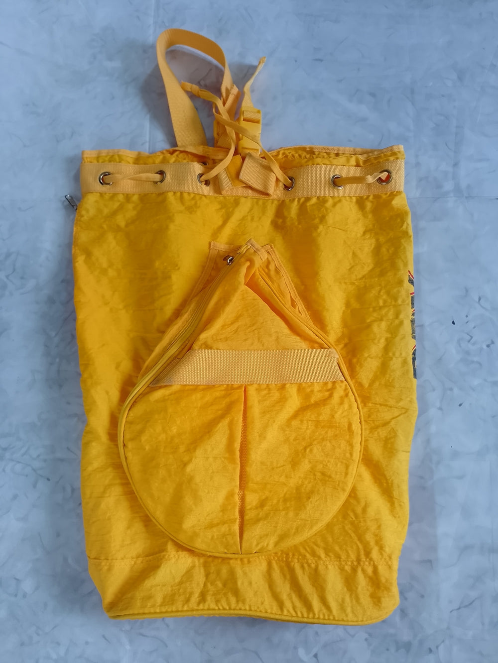 Vintage 90s Holsten Dry Bier Yellow Canvas Tote Bag TENNIS RACKET