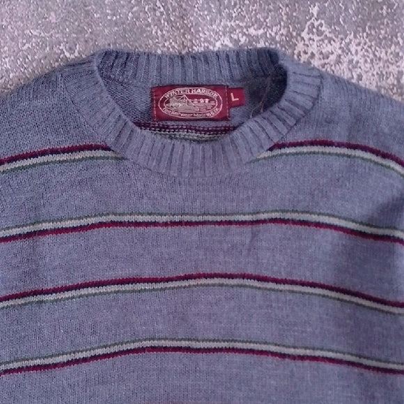 Vintage 80s Winter Harbour Blue Striped Sweater Wintuk Orlon