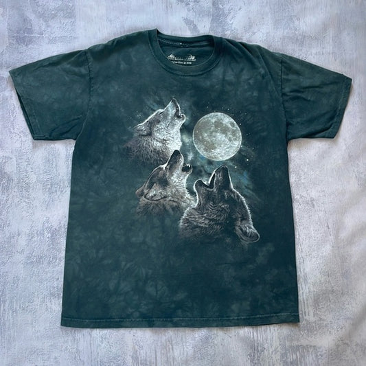 Howling Wolves At Moon the Moutain Tie Dye T-Shirt