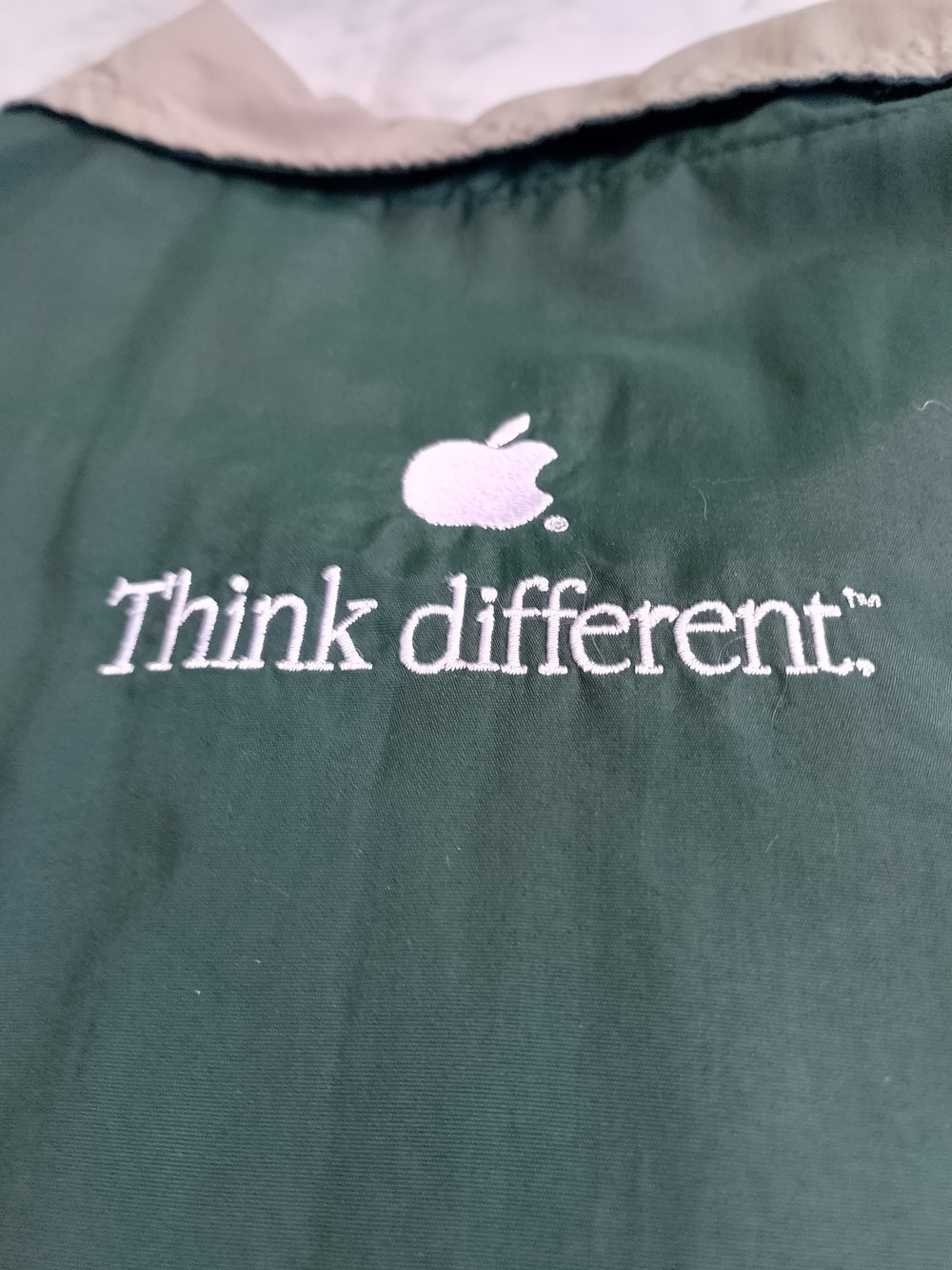 Vintage Apple Computer Think Different Logo Green Jacket