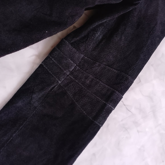 Vintage Bum Equipment Women’s Black Suede Zip-Front Leather Jacket