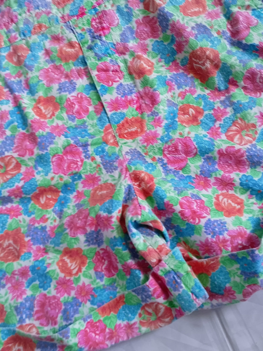 Vintage 90s Floral Print Short Overalls